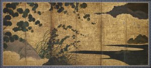 Landskab med blomstrende vinstokke, Momoyama- eller Edo-perioden, begyndelsen af det 17. århundrede. af Unbekannt