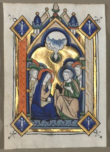 Blad udskåret fra en Psalter: Pinsen, ca. 1260. af Unbekannt
