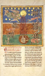 Blad fra et Beatus-manuskript: ved Clarion of the Fifth Angels Trompet..., ca. 1180. af Unbekannt