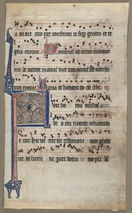 Blad fra en korbog: Bebudelse til Zacharias, c1265. af Unbekannt