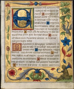 Blad fra en Psalter and Prayerbook: Initial E med Ornamental Border...recto, ca. 1524. af Unbekannt