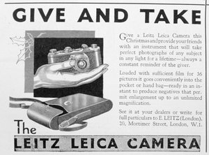 Leitz Leica kameraannonce, slutningen af 1920