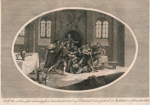 Røveren Leofa stikker Edmund I ved en festival i Pucklekirk, Gloucestershire 946 1793 af Unbekannt
