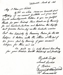 Brev skrevet til indenrigsminister John Russell 1792-1878 af Tolpuddle-martyrernes hustruer, af Unbekannt