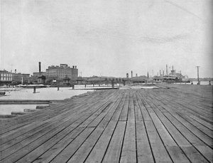 Levee and Steamboat Landing, New Orleans, c1897. af Unbekannt