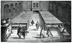 Bibliotek ved University of Leyden, Holland, 1600-tallet, 1870 af Unbekannt