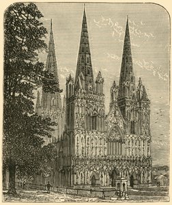 Lichfield Cathedral - Vestfronten, 1898. af Unbekannt