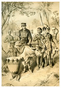 Livingstone svag fra feber eskorteret til Shintes Town, c1854 1883 af Unbekannt