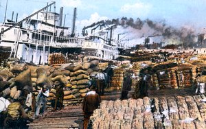 Lastning af bomuld på et skib, Memphis, Tennessee, USA, c1900-tallet af Unbekannt