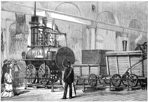 Locomotion, det første damplokomotiv, ved Railway Jubilee, Darlington, Durham, 1800-tallet af Unbekannt