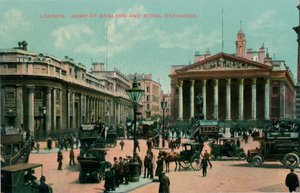 London, Bank of England og Royal Exchange, c1910 af Unbekannt