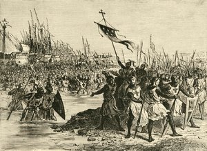 Ludvig IX. Landgang i Egypten, 1249, 1890. af Unbekannt