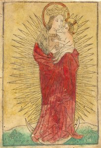 Madonna og barn i en herlighed stående på en halvmåne, 14501460. af Unbekannt