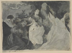 Madonna og barn med hellige, 1700-tallet. af Unbekannt
