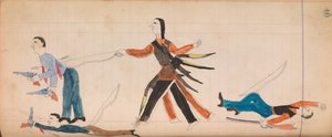 Maffet Ledger: Indisk og tre hvide mænd, ca. 1874-81. af Unbekannt
