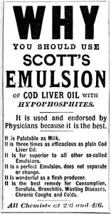 Magasinannonce for Scotts Emulsion of Cod Liver Oil, 1890 af Unbekannt