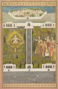 Mahliqa, datter af kejseren af Kina, peger på fuglemanden Khwaja Mubarak..., ca. 1710. af Unbekannt