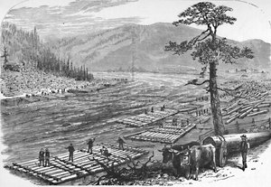 At lave flåder på Susquehanna-floden. En scene på linje med Erie Railroad, 1883 af Unbekannt