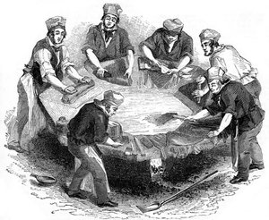 Fremstilling af bæverhatte, 1841 af Unbekannt