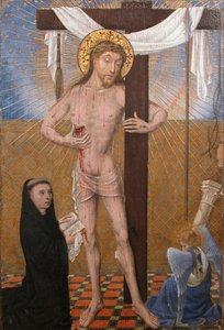 Man of Sorrows med knælende donor, fjerde kvartal 1400-tallet med moderne tilføjelser. af Unbekannt