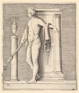 Man with Torch at Temple Door, udgivet ca. 1599-1622. af Unbekannt