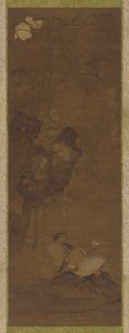 Mandarinænder, klipper og en blomstrende plante, 1368-1644. af Unbekannt