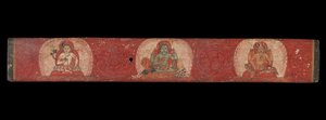 Manuskriptomslag med Vishnu flankeret af Lakshmi og Sarasvati, 1300-tallet. af Unbekannt