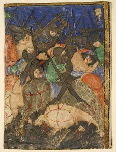 Manuskriptudskæring, der viser en scene fra den hebraiske skrift, måske kong Davids liv, ca. 1400. af Unbekannt