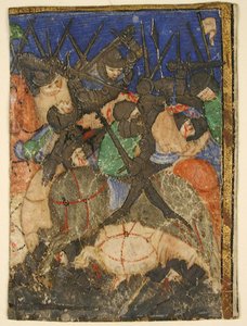Manuskriptudskæring, der viser en scene fra den hebraiske skrift, måske kong Davids liv, ca. 1400. af Unbekannt