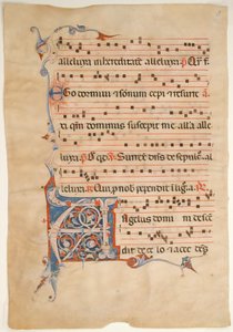 Manuskriptblad med foliated Initial A, fra en Antiphonary, 1300-tallet. af Unbekannt