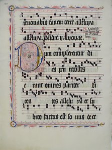 Manuskriptblad med initial D, fra et antifonarium, tysk, andet kvartal 1400-tallet. af Unbekannt