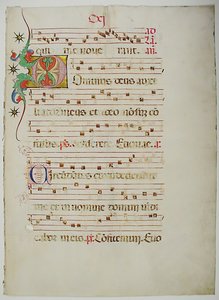 Manuskriptblad med initial D, fra et antifonarium, italiensk, 1400-tallet. af Unbekannt