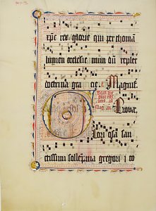 Manuskriptblad med initial F, fra et antifonarium, tysk, andet kvartal 1400-tallet. af Unbekannt