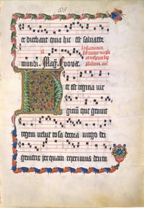 Manuskriptblad med initial H, fra et antifonarium, tysk, andet kvartal 1400-tallet. af Unbekannt