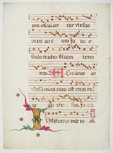 Manuskriptblad med Initial I, fra et antifonarium, italiensk, 1400-tallet. af Unbekannt