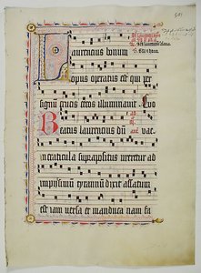 Manuskriptblad med initial L, fra et antifonarium, tysk, andet kvartal 1400-tallet. af Unbekannt