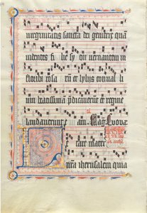Manuskriptblad med initial L, fra et antifonarium, andet kvartal 1400-tallet. af Unbekannt