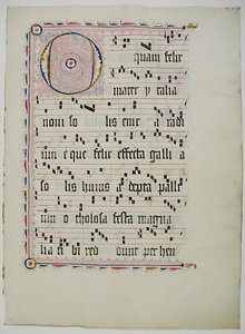 Manuskriptblad med initial O, fra et antifonarium, tysk, andet kvartal 1400-tallet. af Unbekannt