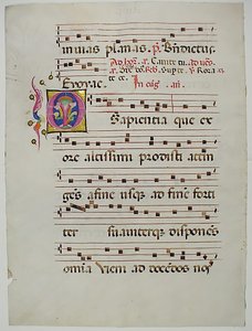 Manuskriptblad med initial O, fra et antifonarium, italiensk, 1400-tallet. af Unbekannt