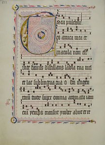 Manuskriptblad med initial T, fra et antifonarium, tysk, andet kvartal 1400-tallet. af Unbekannt
