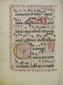 Manuskriptblad med initial T, fra et antifonarium, tysk, andet kvartal 1400-tallet. af Unbekannt