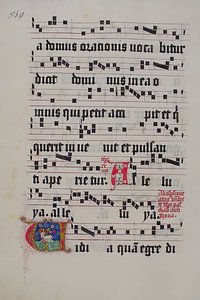 Manuskriptblad med initial V, fra et gradvist, tysk, andet kvartal 1400-tallet. af Unbekannt