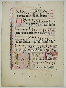 Manuskriptblad med initial V, fra et antifonarium, tysk, andet kvartal 1400-tallet. af Unbekannt