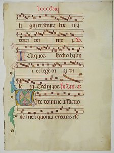 Manuskriptblad med initial V, fra et antifonarium, italiensk, 1400-tallet. af Unbekannt