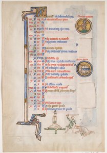 Manuskriptblad med junikalender, fra en kongelig psalter, britisk, 13. århundrede. af Unbekannt