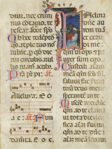 Manuskriptblad med kong David i en initial I, fra en psalter, begyndelsen af det 15. århundrede. af Unbekannt