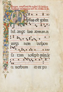 Manuskriptblad med Johannes evangelisten og Johannes Døberen i et..., 2. halvdel 15. e.kr. af Unbekannt