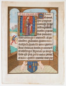 Manuskriptblad med Sankt Thomas, fra en timebog, ca. 1500. af Unbekannt