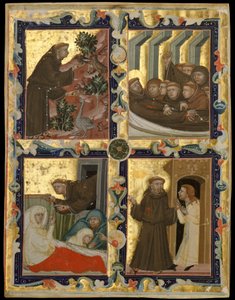 Manuskriptblad med scener fra den hellige Frans af Assisis liv, ca. 1320-42. af Unbekannt