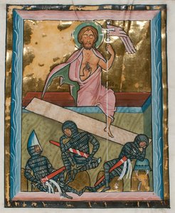 Manuskriptblad med opstandelsen, fra en psalter, midten af 1200-tallet. af Unbekannt